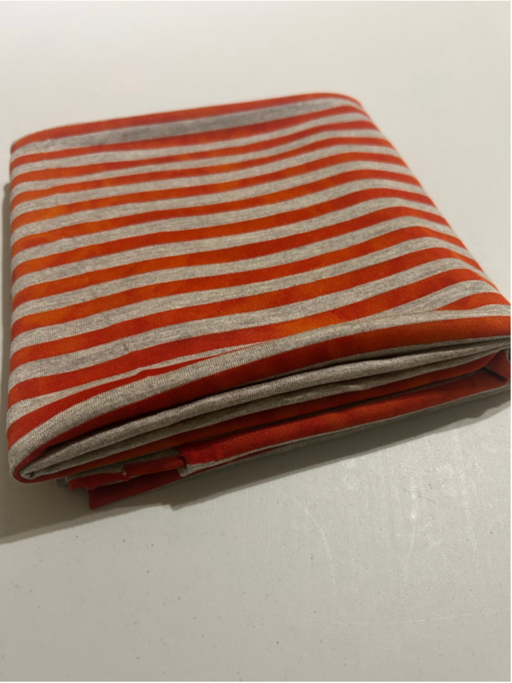 🔥3 for $40🔥 Fabric: 1 Yards 7” Striped Stretch Fabric Orange Tie Dye and Grey